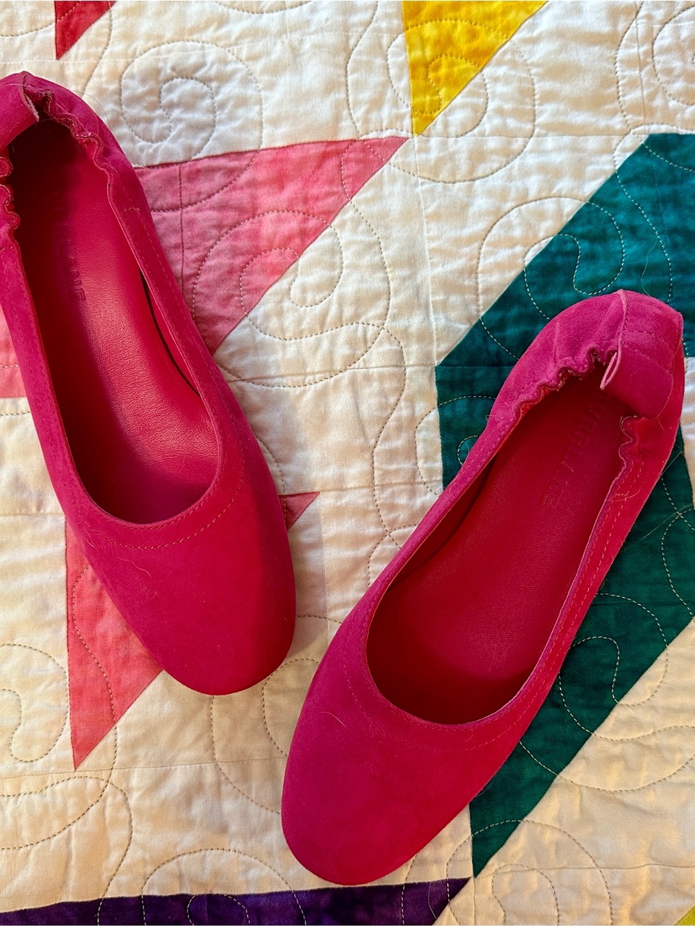 Everlane Women's Hot Pink Suede-Look Slip-On Flats